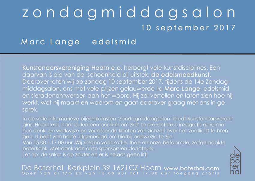 Zondagmiddagsalon Marc Lange Zondagmiddagsalon Marc Lange