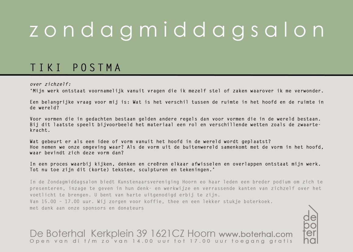 Zondagmiddagsalon Tiki Postma Zondagmiddagsalon Tiki Postma